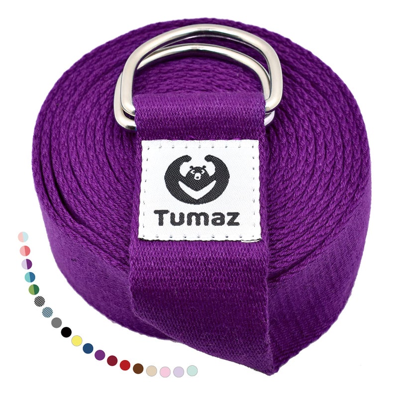 Tumaz Yoga Strap/Stretch Bands [15+ Colors, 6/8/10 Feet Options] with Extra Safe Adjustable D-Ring Buckle, Durable and Comfy Delicate Texture - Best for Daily Stretching, Physical Therapy, Fitness - Image 1